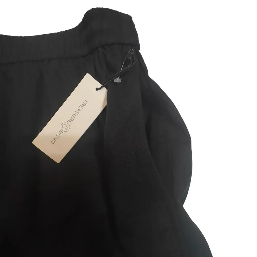 Treasure&Bond Comfort Pull On Linen Blend Drawstring Short‎ Black Size Large NEW